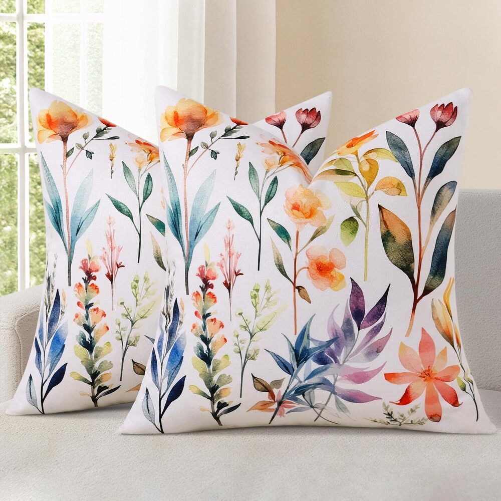 1441 Fall Floral Throw Pillow Covers 18x18 Set of 2 Vintage Farmhouse